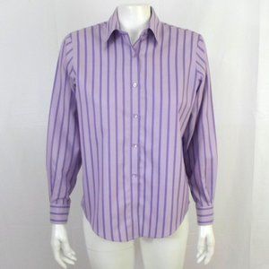 Vintage Talbots Purple Stripe Shirt Wrinkle Resistant Button Up Long Sleeve